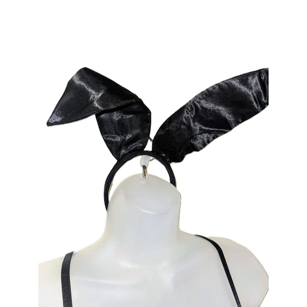 New FULL SET Small Black Bunny Halloween Costume Fishnet Tights Ears Headband